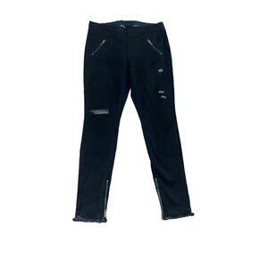 RtA Women's Distressed Raw Hem Faux Zip Jeggings - Medium
